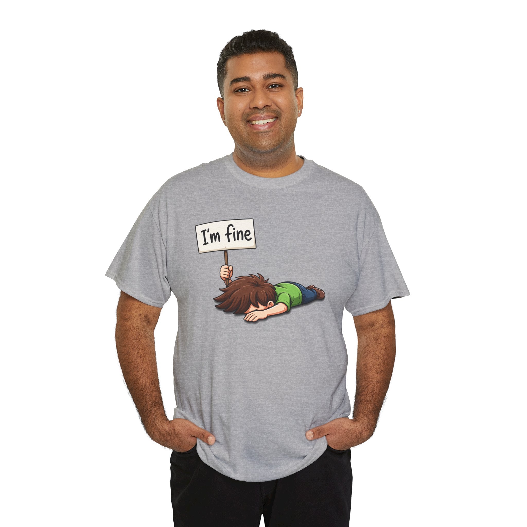 Cute Cartoon 'I'm Fine' Funny Dry Humor Graphic Tee