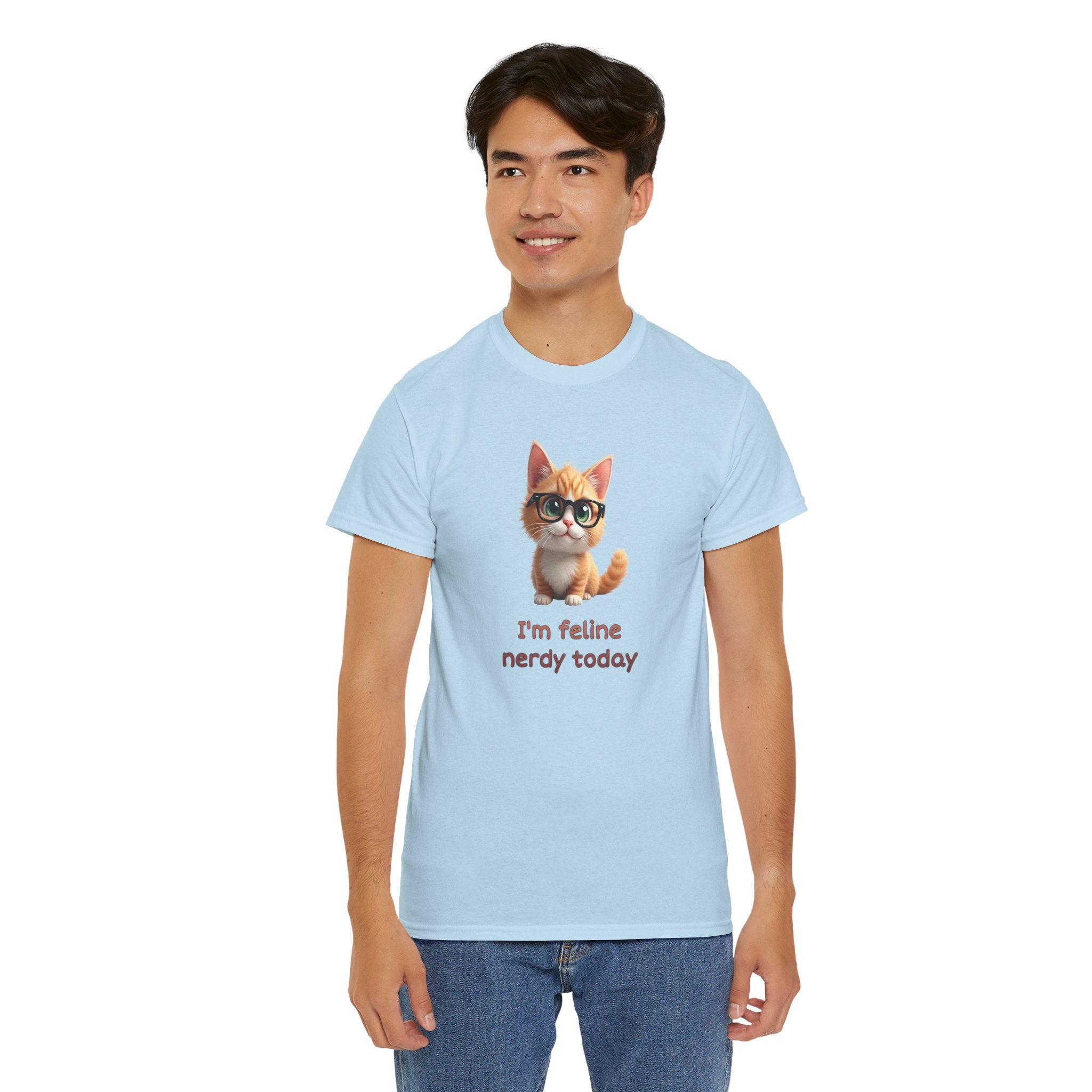 Cat Nerd T-Shirt — “I’m Feline Nerdy Today” Cute Kitty Graphic Tee