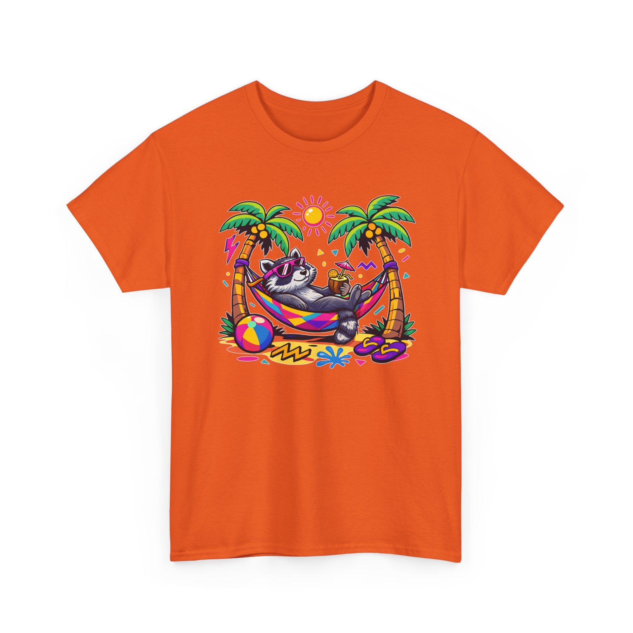 Beach Raccoon Hammock T‑Shirt — Tropical Summer Vibes Graphic Tee