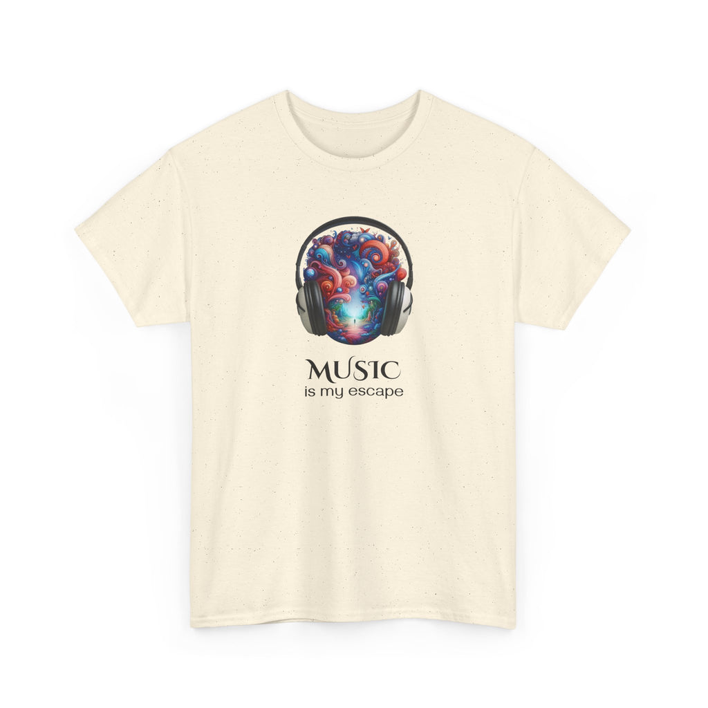Music Is My Escape T-Shirt — Colorful Headphone Art Tee
