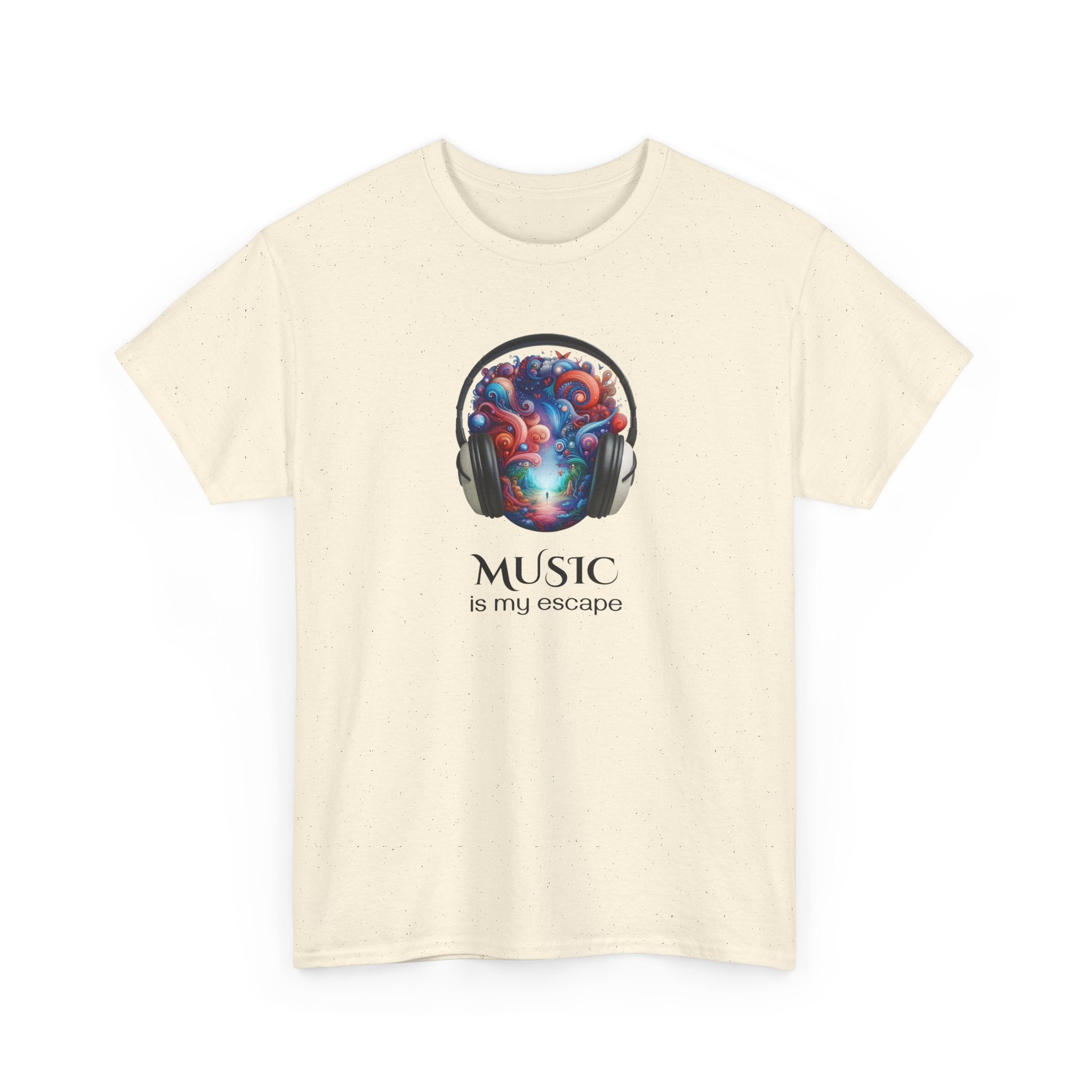 Music Is My Escape T-Shirt — Colorful Headphone Art Tee