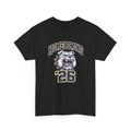Black t-shirt with a bulldog graphic and 'Homecoming '26' text on a white background