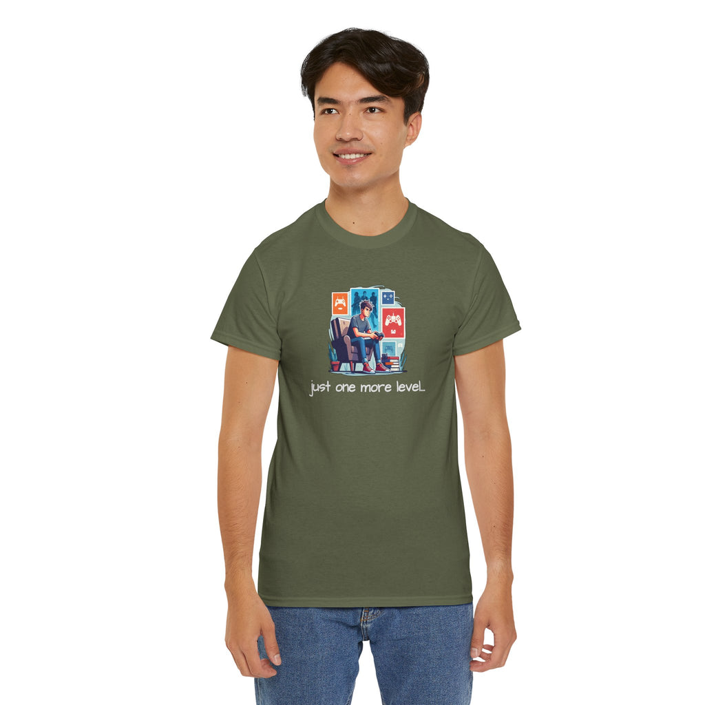 Guy Gamer Arcade T‑Shirt — "Just One More Level" Retro Video Game Tee