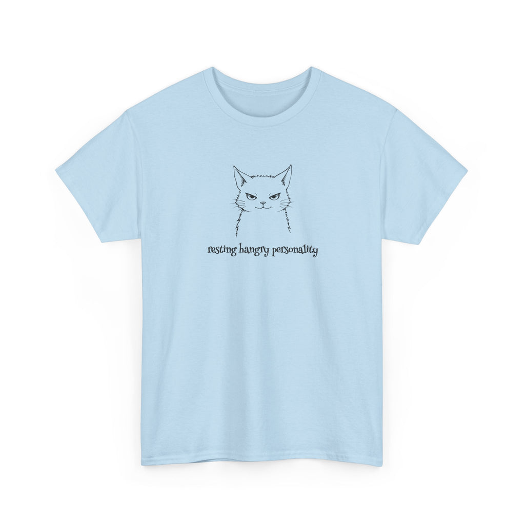 Funny Cat Face T-Shirt — 'Resting Hangry Personality' Minimalist Graphic Tee