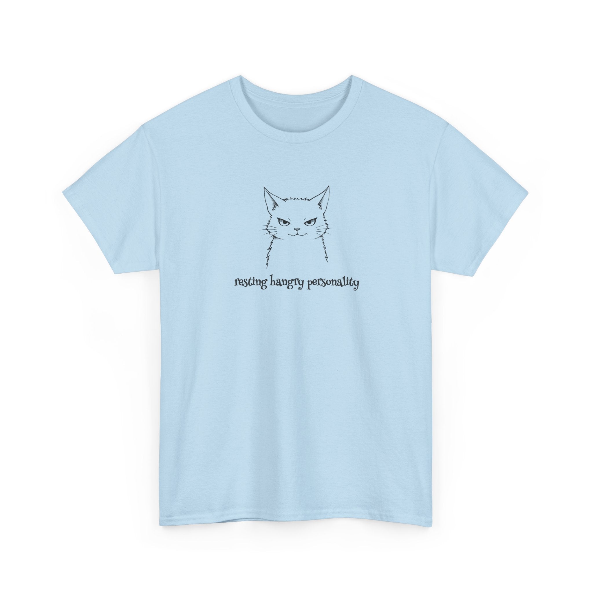 Funny Cat Face T-Shirt — 'Resting Hangry Personality' Minimalist Graphic Tee