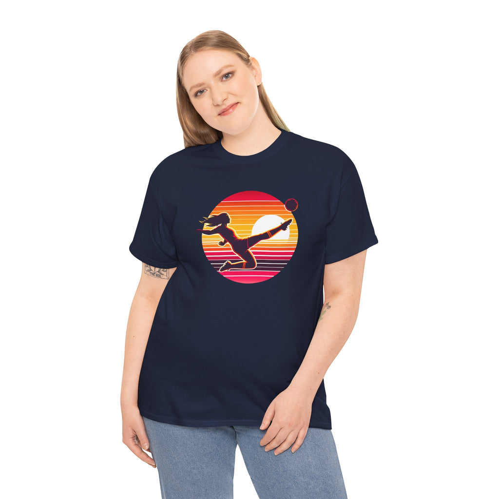 Football Soccer Silhouette Tee — Retro Sunset Football T-Shirt
