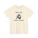 Soccer T-Shirt — "Sleep. Eat. Soccer. Repeat." Youth & Adult Crew Tee