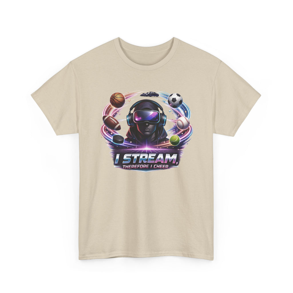 Modern Streamer Sports Fan T-Shirt — "I Stream Therefore I Cheer" Tee