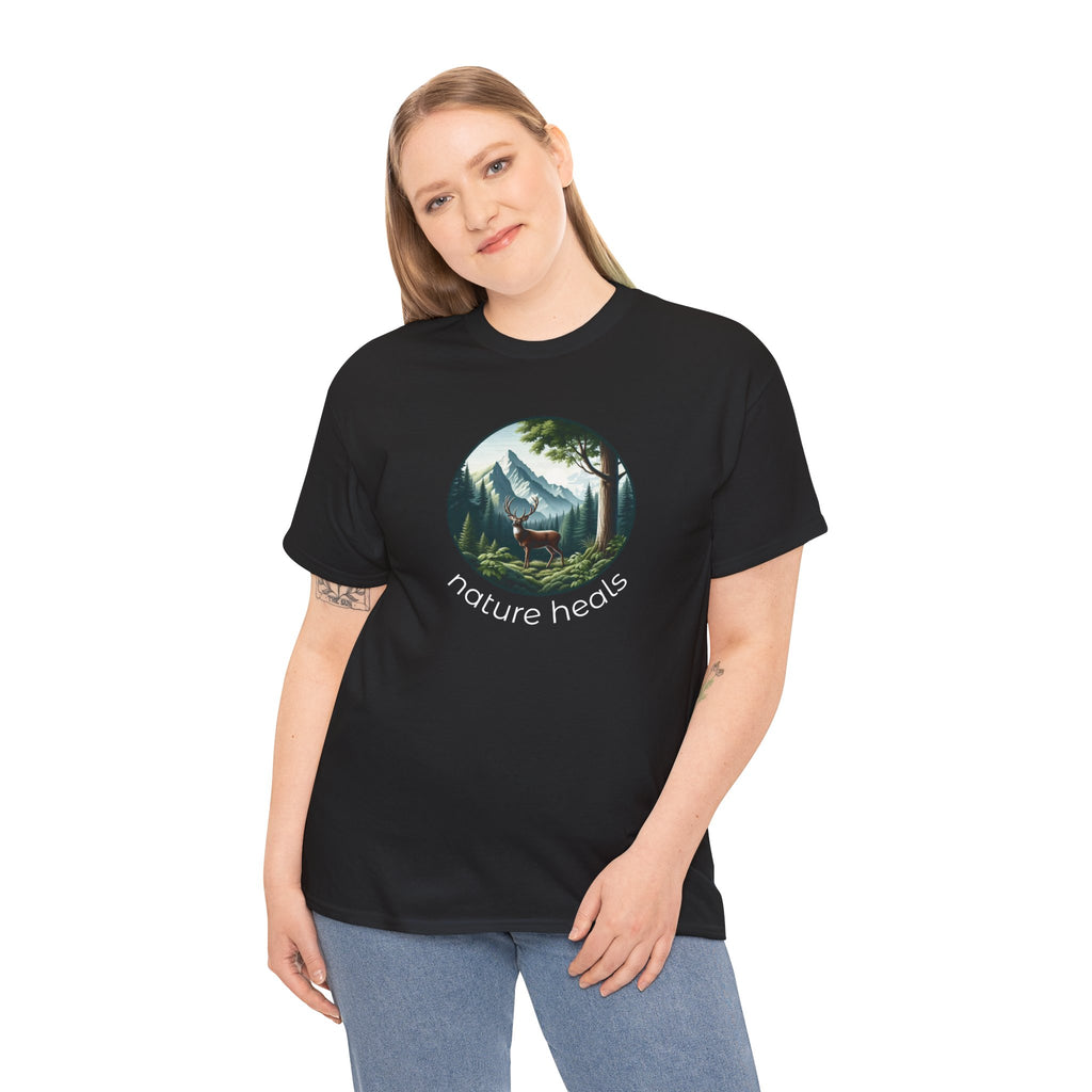 Nature Heals T-Shirt — Scenic Mountain Forest Graphic Tee