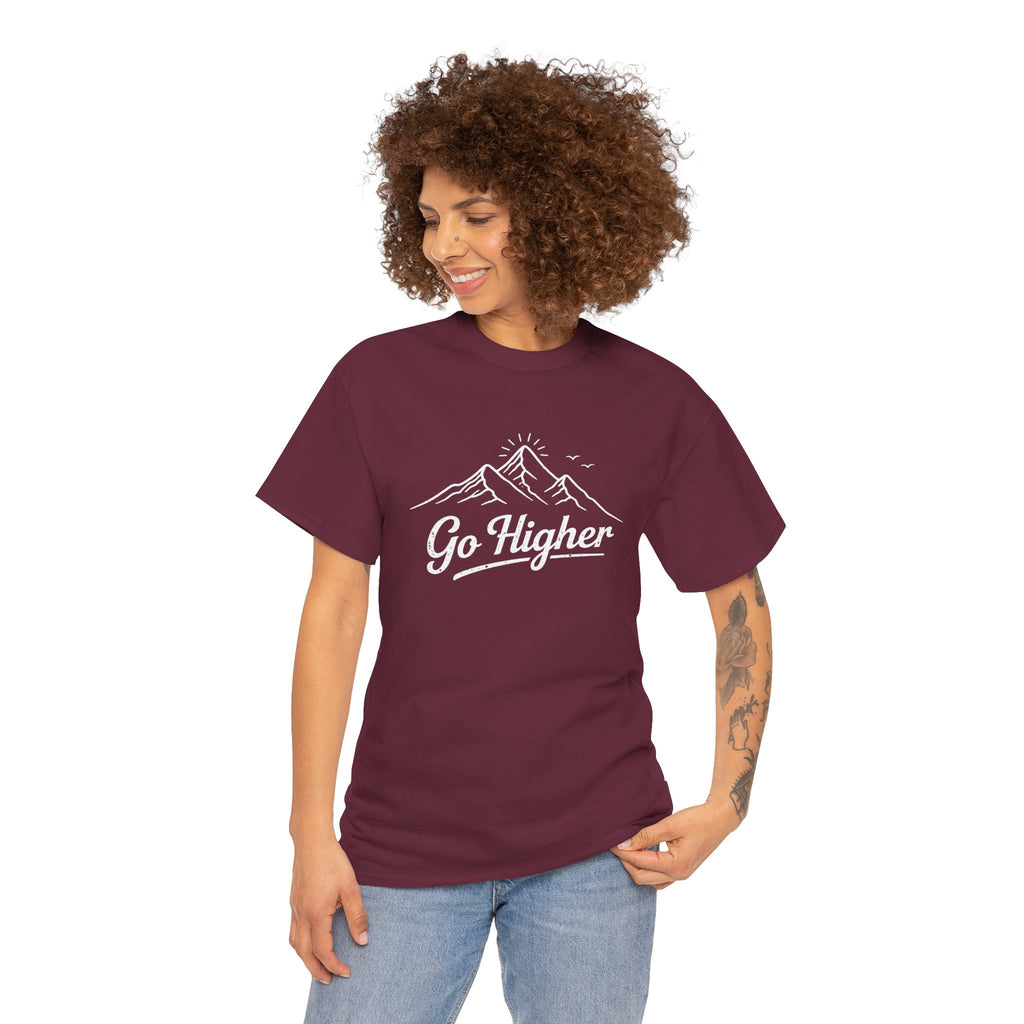 Go Higher Mountain Tee — Inspirational Outdoor Hiking  Climbing Graphic T-Shirt