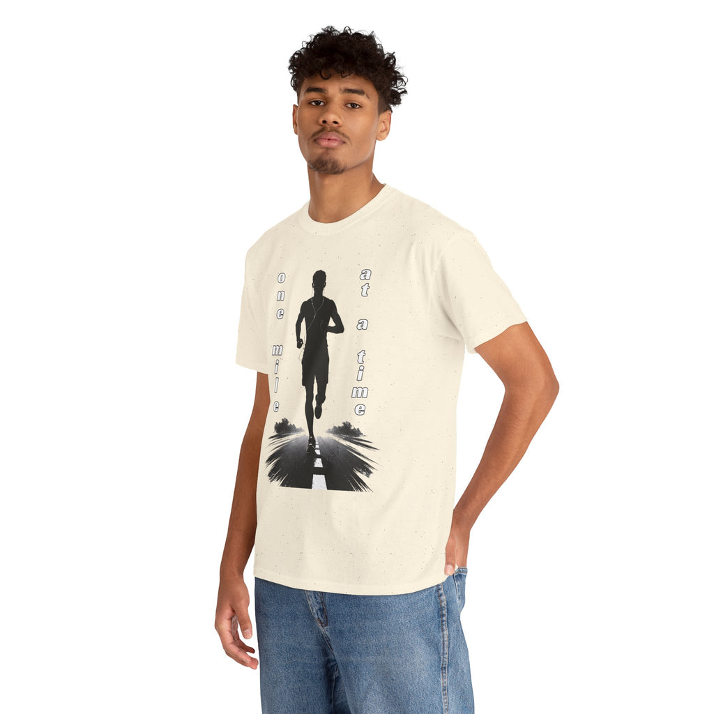 Running Silhouette T‑Shirt – One Mile At A Time Graphic Tee