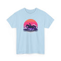 Woman Ride Horse Sunset T-Shirt — Retro Silhouette Beach Vibe Tee