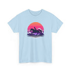 Woman Ride Horse Sunset T-Shirt — Retro Silhouette Beach Vibe Tee