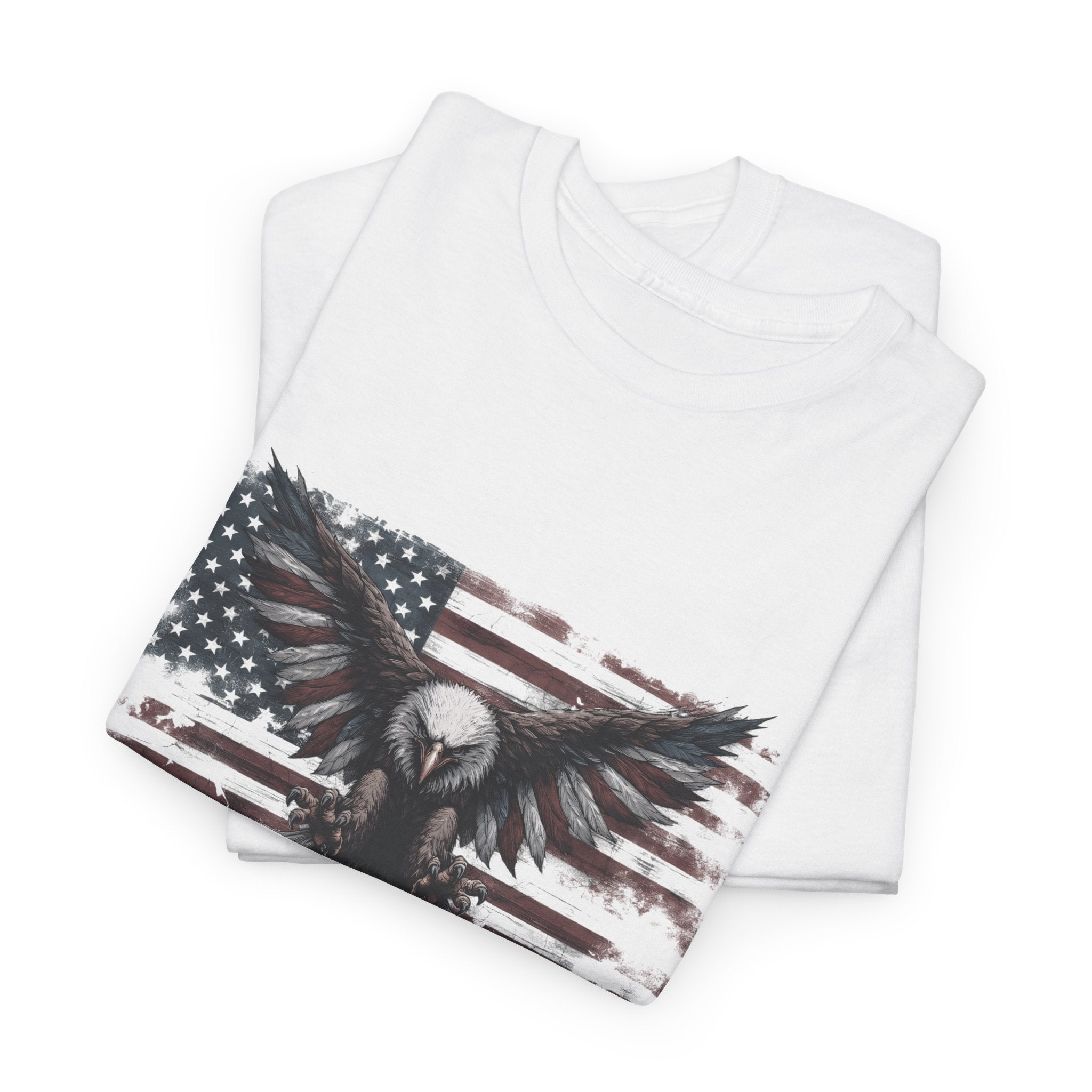 Patriotic Eagle T-Shirt — Distressed American Flag Graphic