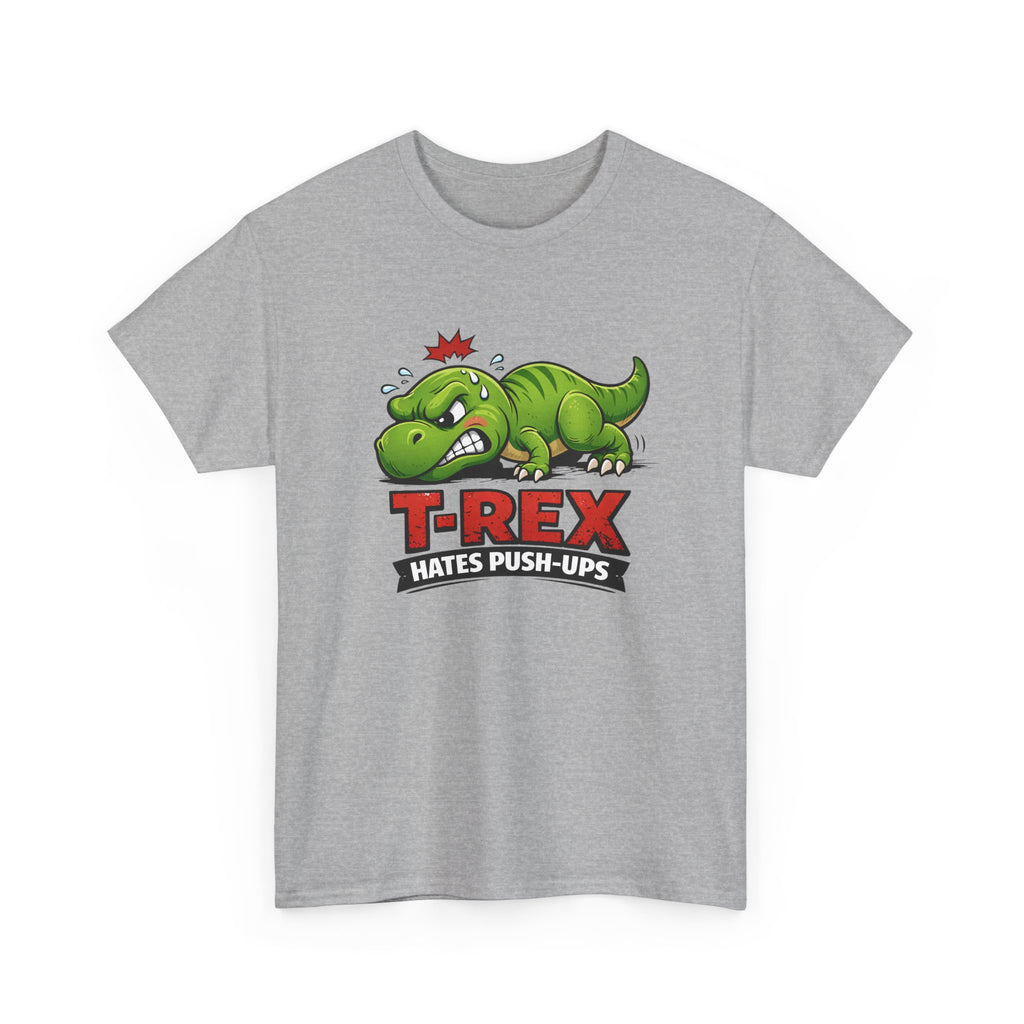 “T-Rex Hates Push-Ups” Funny Dinosaur Gym Workout Graphic Tee