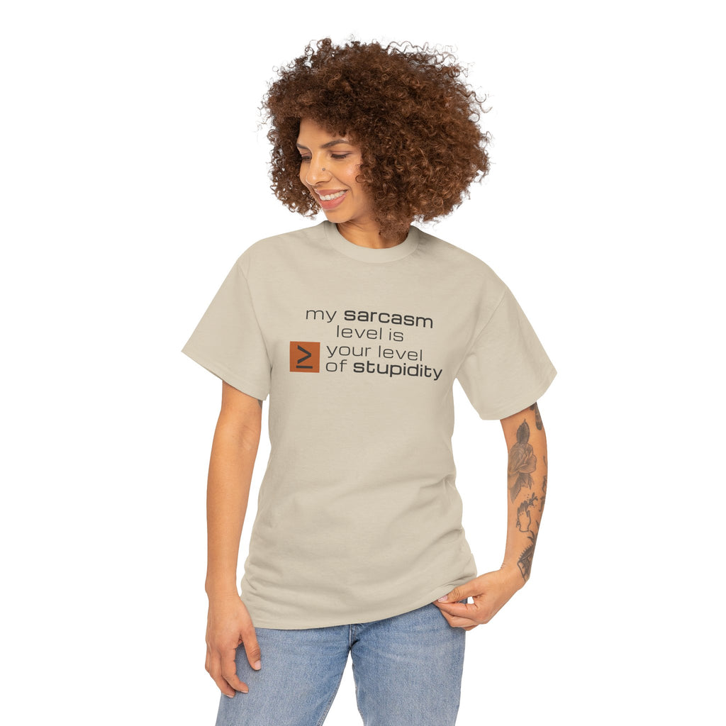 Sarcastic Humor T‑Shirt - My Sarcasm Level Is Greater Than Equal To Your Level of Stupidity