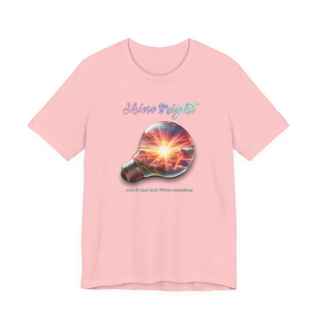 Shine Bright Lightbulb Graphic Tee — Inspirational Sunrise Design