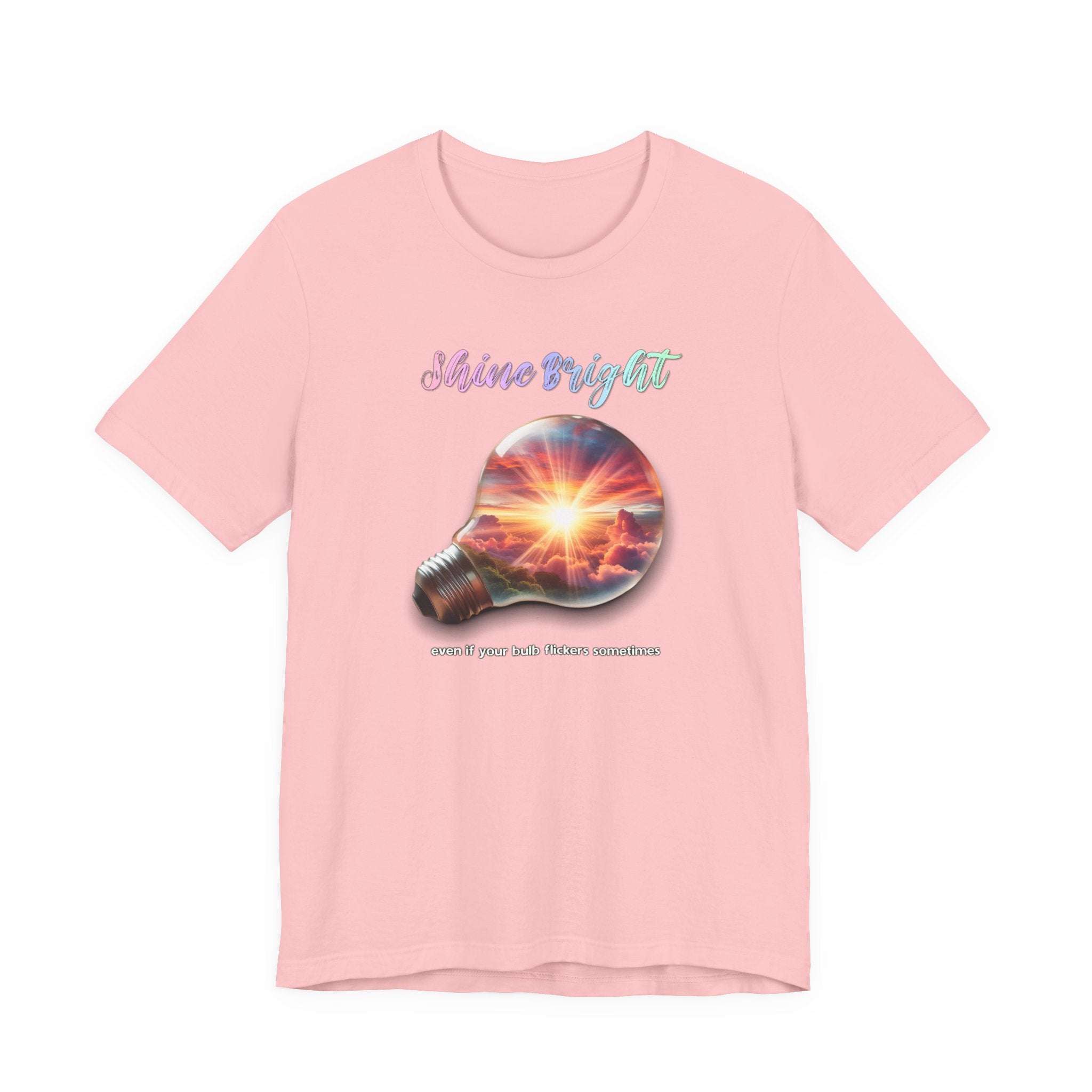 Shine Bright Lightbulb Graphic Tee — Inspirational Sunrise Design