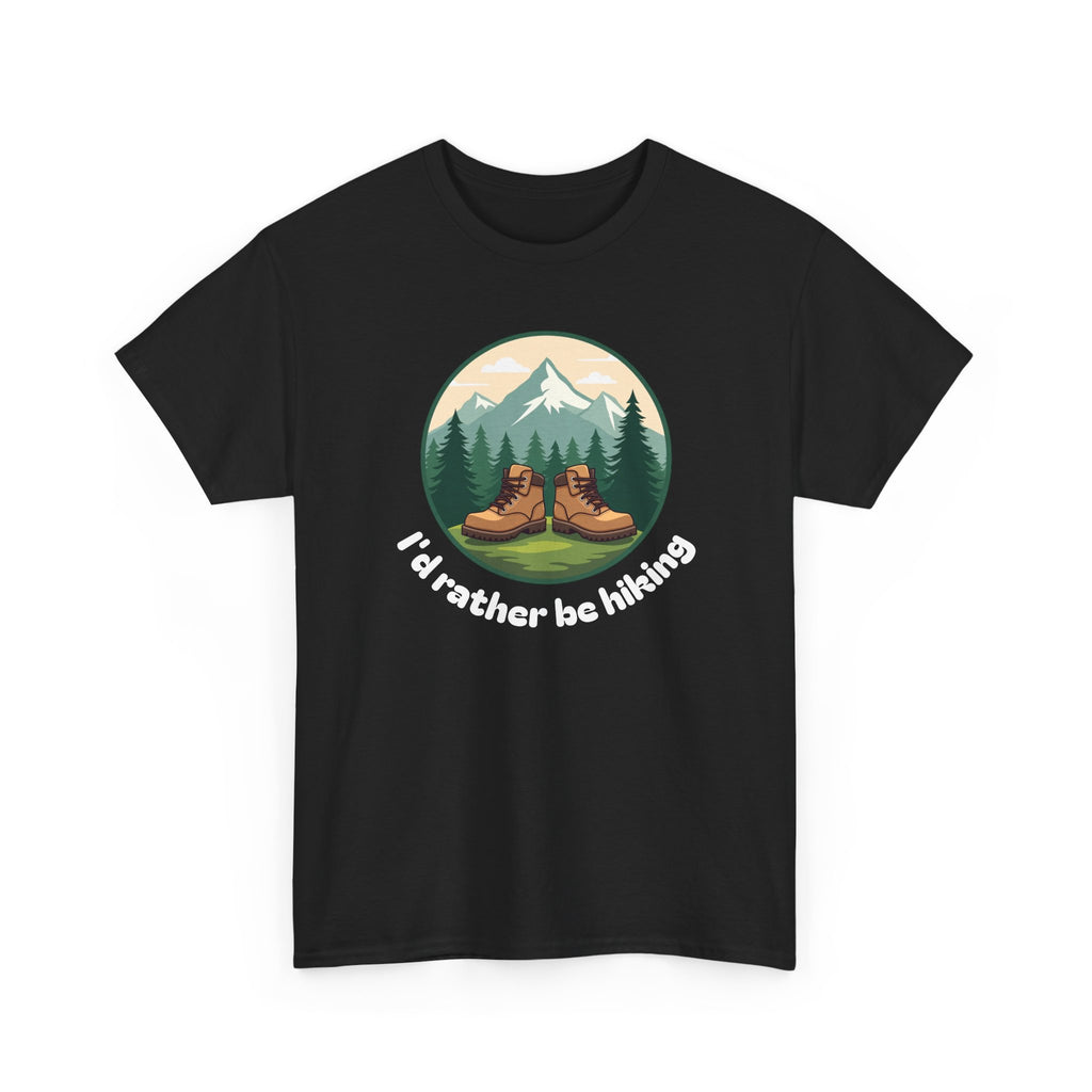 Hiking T-Shirt — 'I'd Rather Be Hiking' Mountain & Camping Graphic Tee