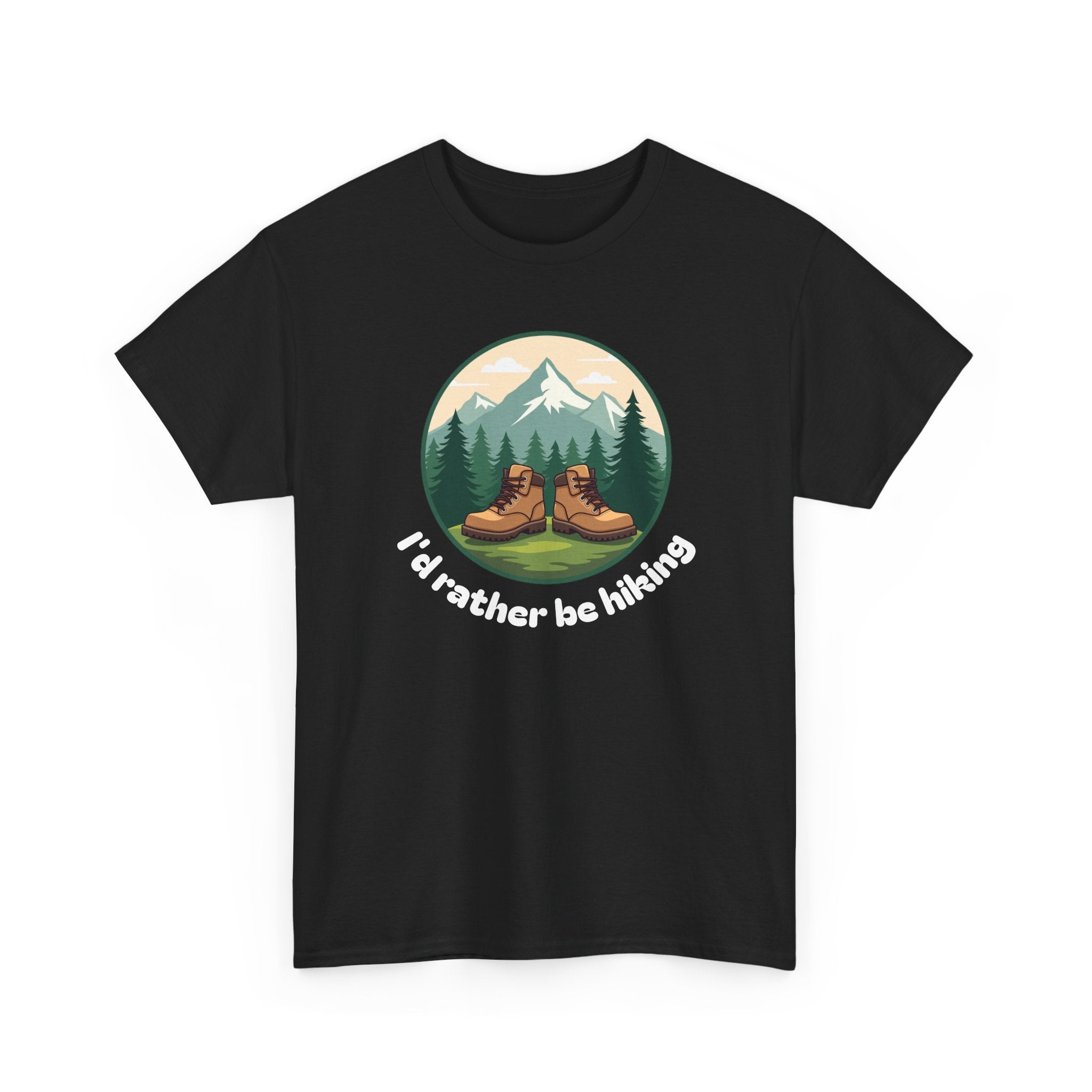Hiking T-Shirt — 'I'd Rather Be Hiking' Mountain & Camping Graphic Tee