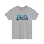 Fueled By Sweat and Sarcasm T-Shirt — Funny Gym Shirt for Workout Lovers