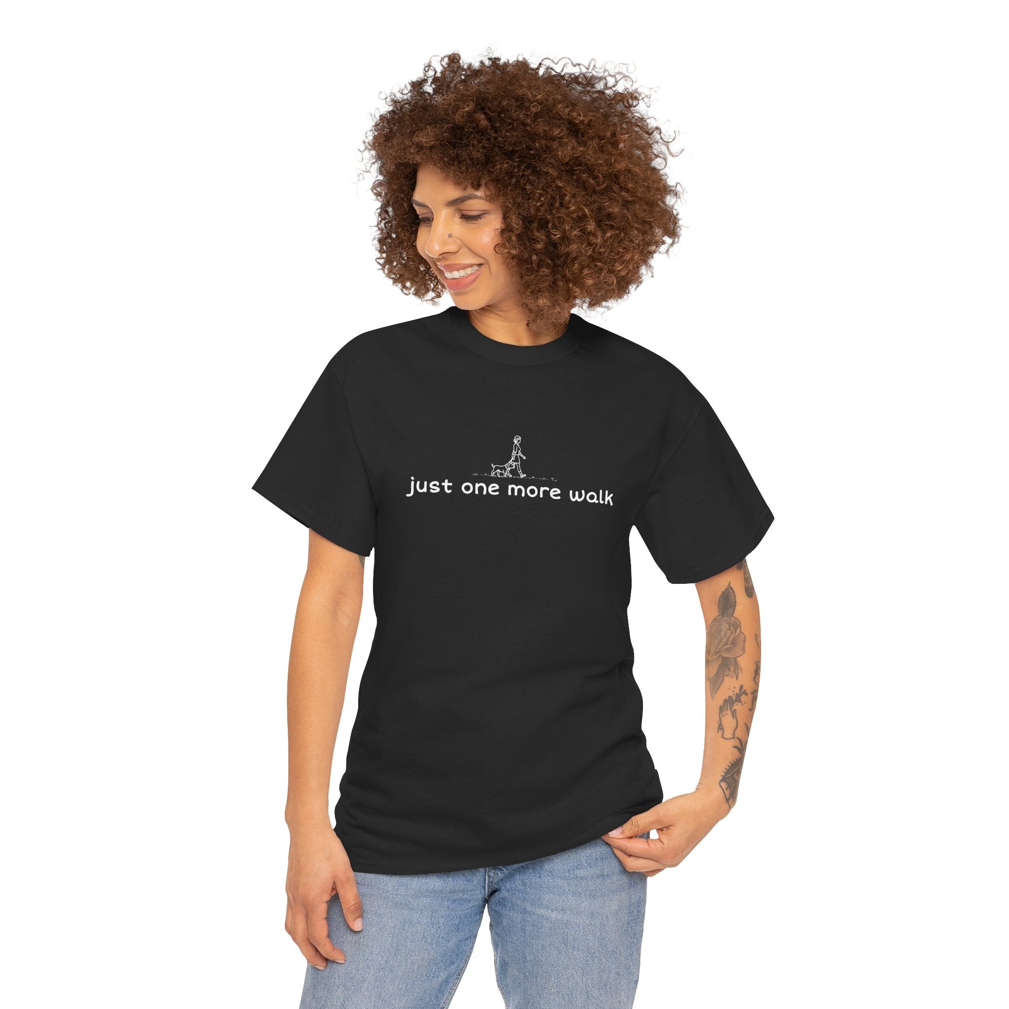 “just one more walk” Minimal Dog Walking Tee For Her