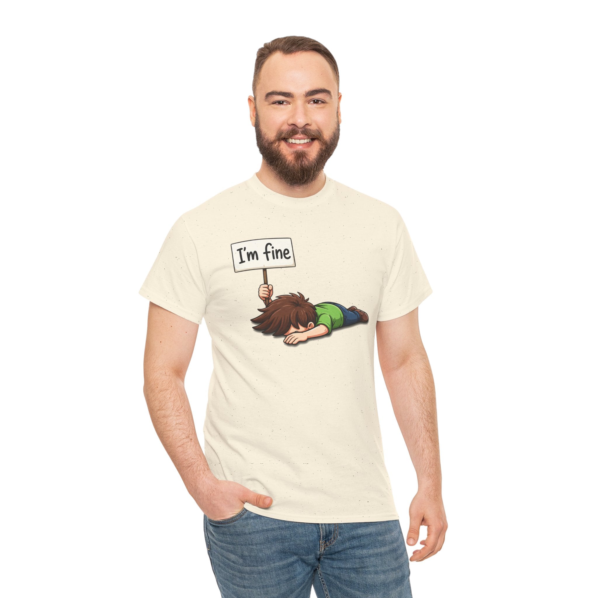Cute Cartoon 'I'm Fine' Funny Dry Humor Graphic Tee
