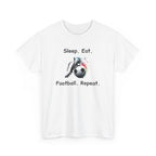 Football Soccer T-Shirt — "Sleep. Eat. Football. Repeat." Youth & Adult Crew Tee