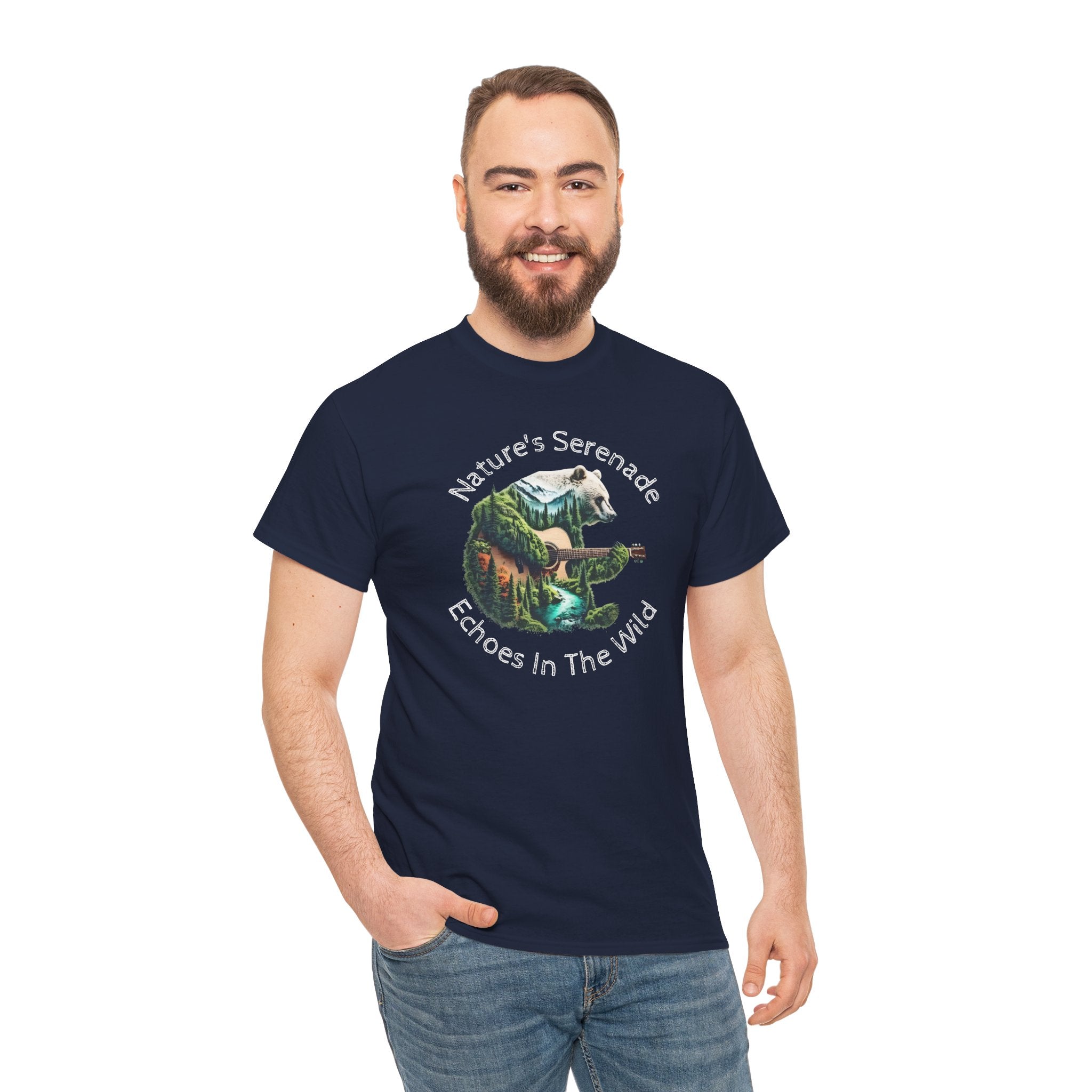 Nature’s Serenade T-Shirt — ‘Echoes in the Wild’ Guitar Bear Graphic Tee