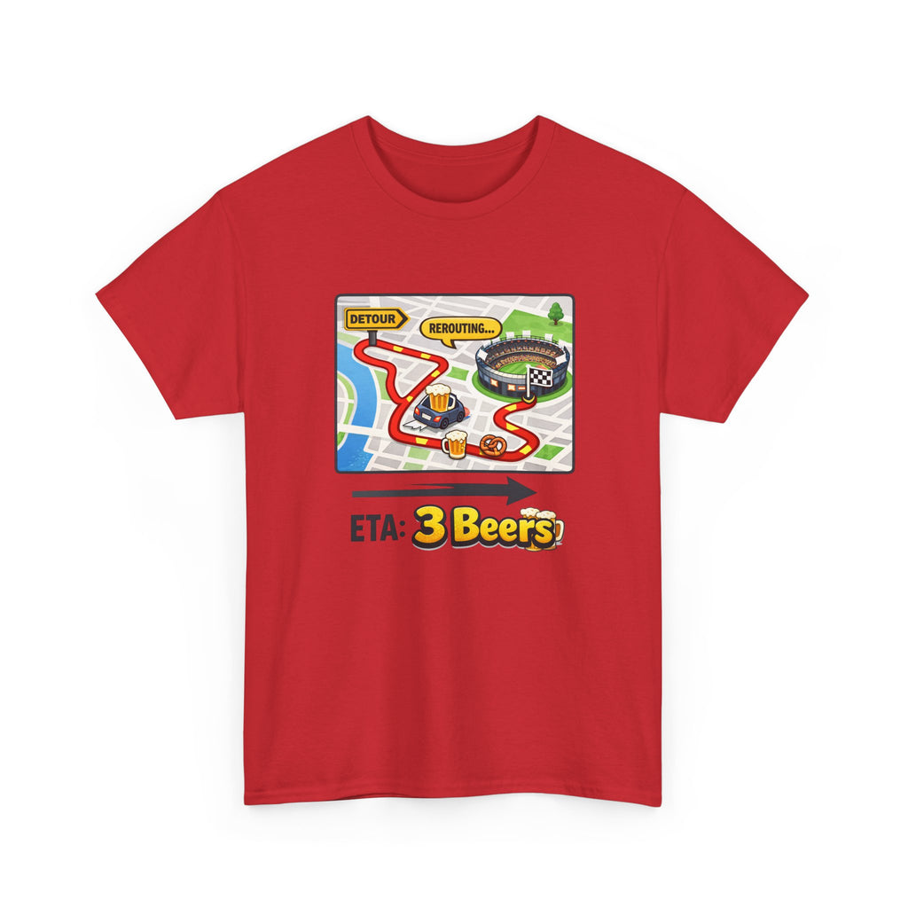Beer Sports Trip T-Shirt — "ETA: 3 Beers" Funny Game Day Tee