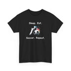 Soccer T-Shirt — "Sleep. Eat. Soccer. Repeat." Youth & Adult Crew Tee