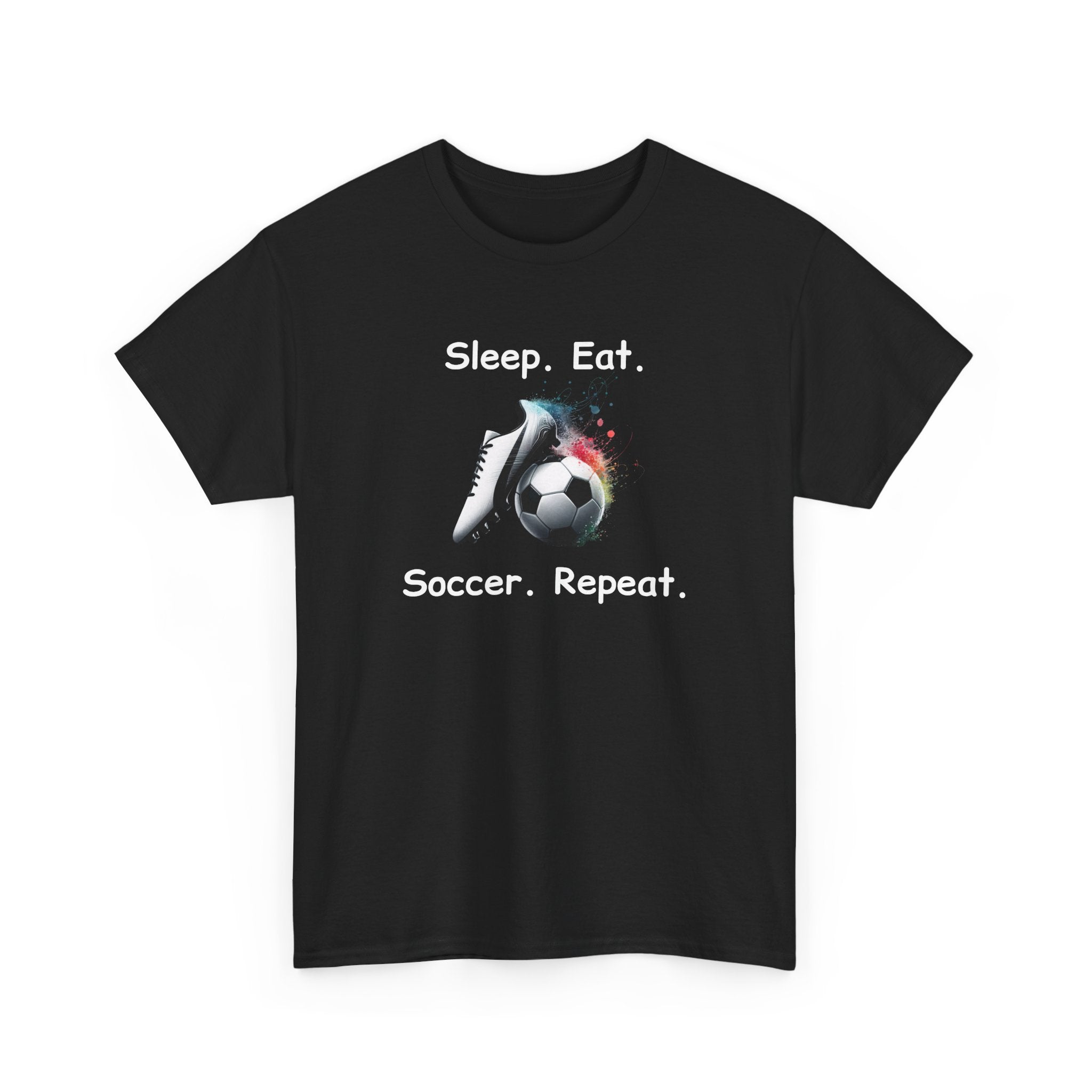 Soccer T-Shirt — "Sleep. Eat. Soccer. Repeat." Youth & Adult Crew Tee