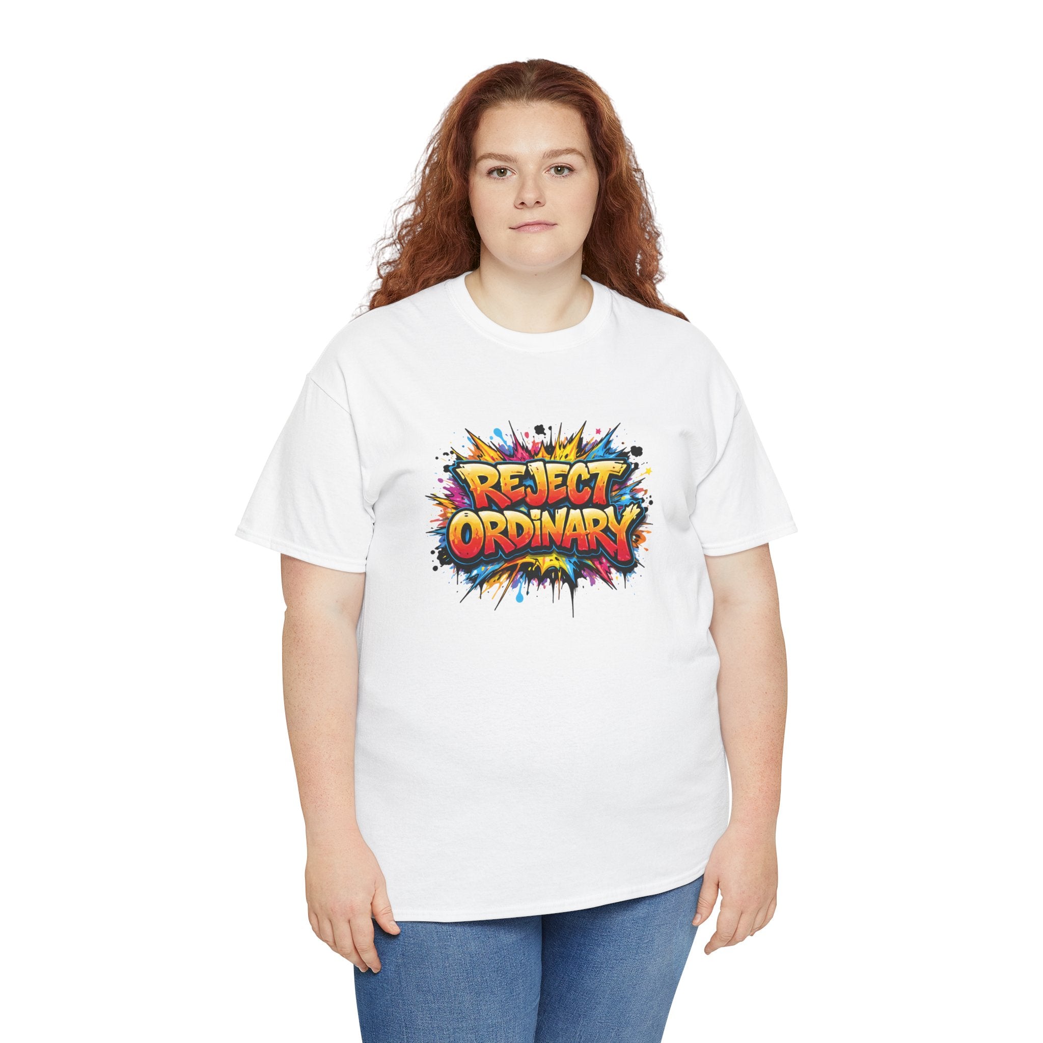 Reject Ordinary T-Shirt — Bold Colorful Graphic Tee for Creative Rebels