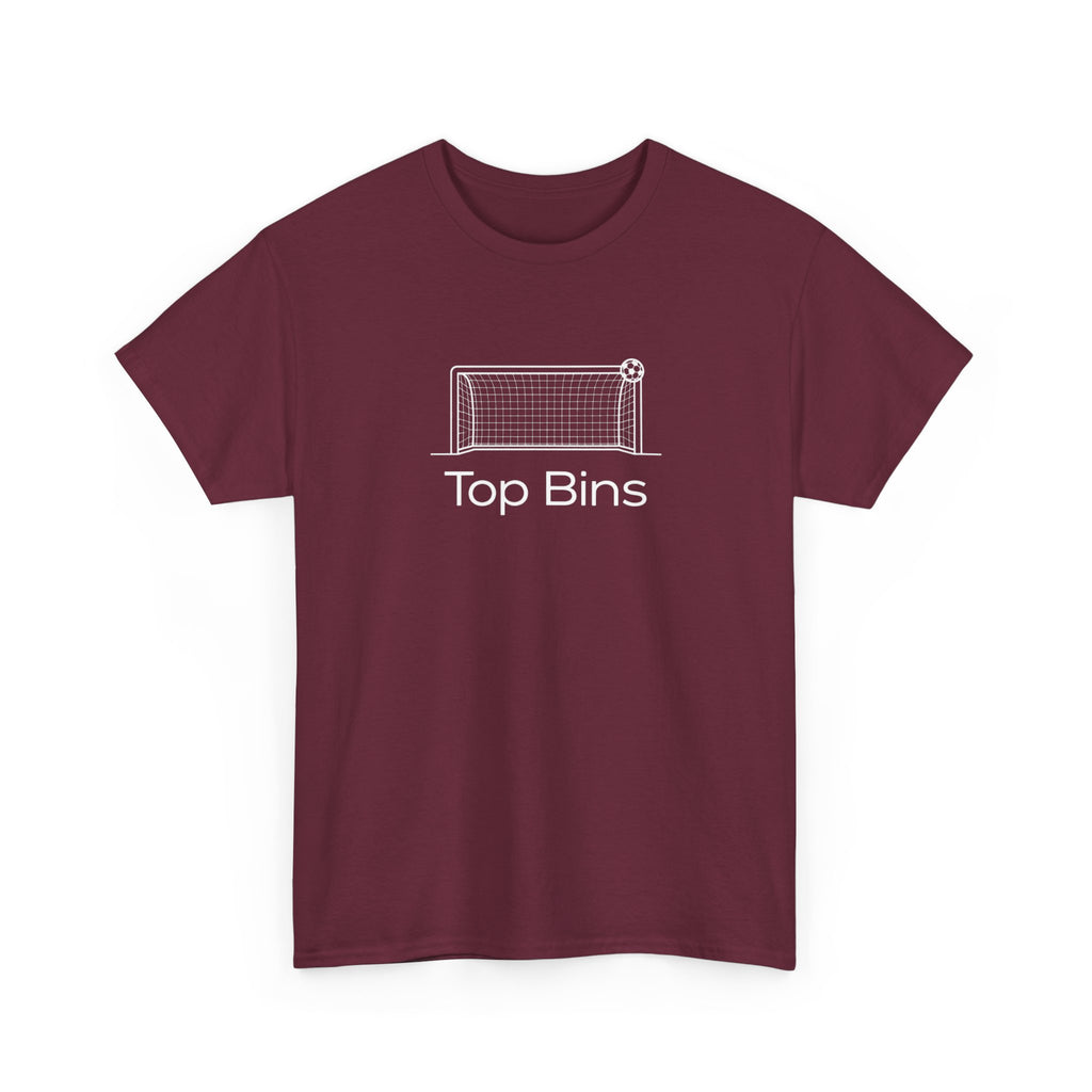Top Bins T-Shirt – Minimal Soccer Goal Graphic Tee