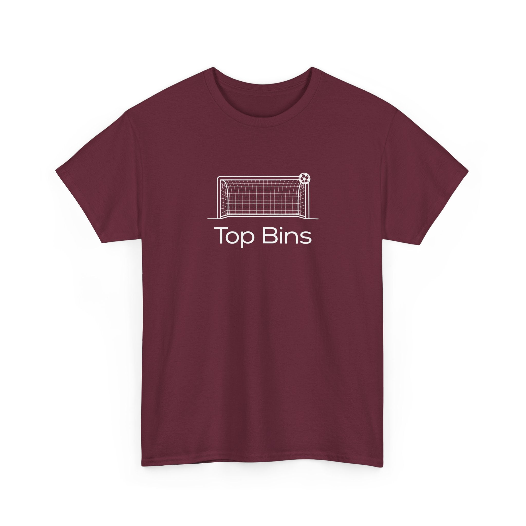 Top Bins T-Shirt – Minimal Soccer Goal Graphic Tee