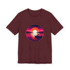 Sunset Fishing T‑Shirt — Retro Ocean Silhouette Tee Woman Fishing