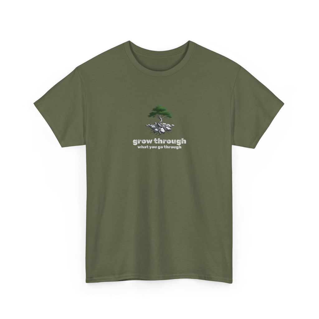 Grow Through What You Go Through Tee — Minimal Bonsai Tree Inspirational T-Shirt