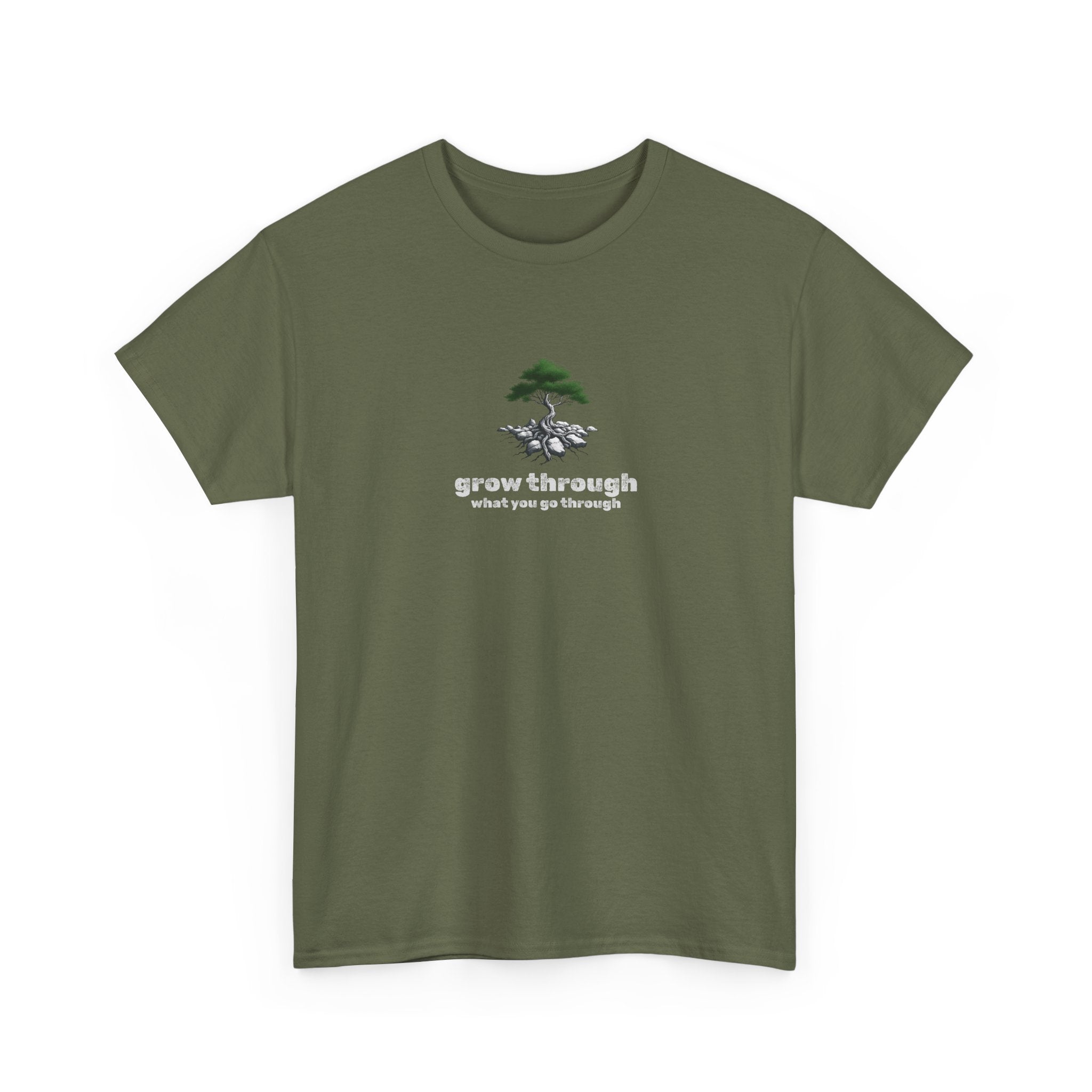 Grow Through What You Go Through Tee — Minimal Bonsai Tree Inspirational T-Shirt