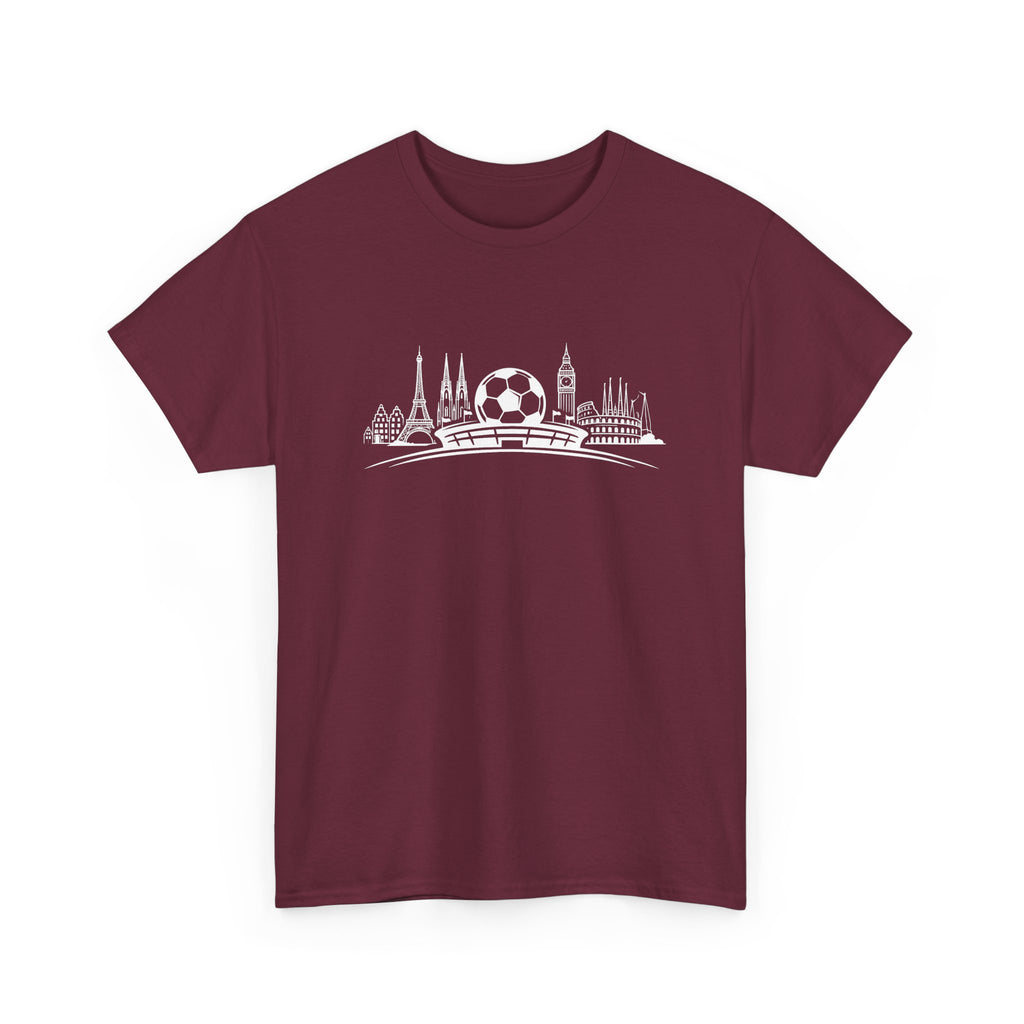 Soccer Stadium Skyline T‑Shirt — City Landmark Football Graphic Tee