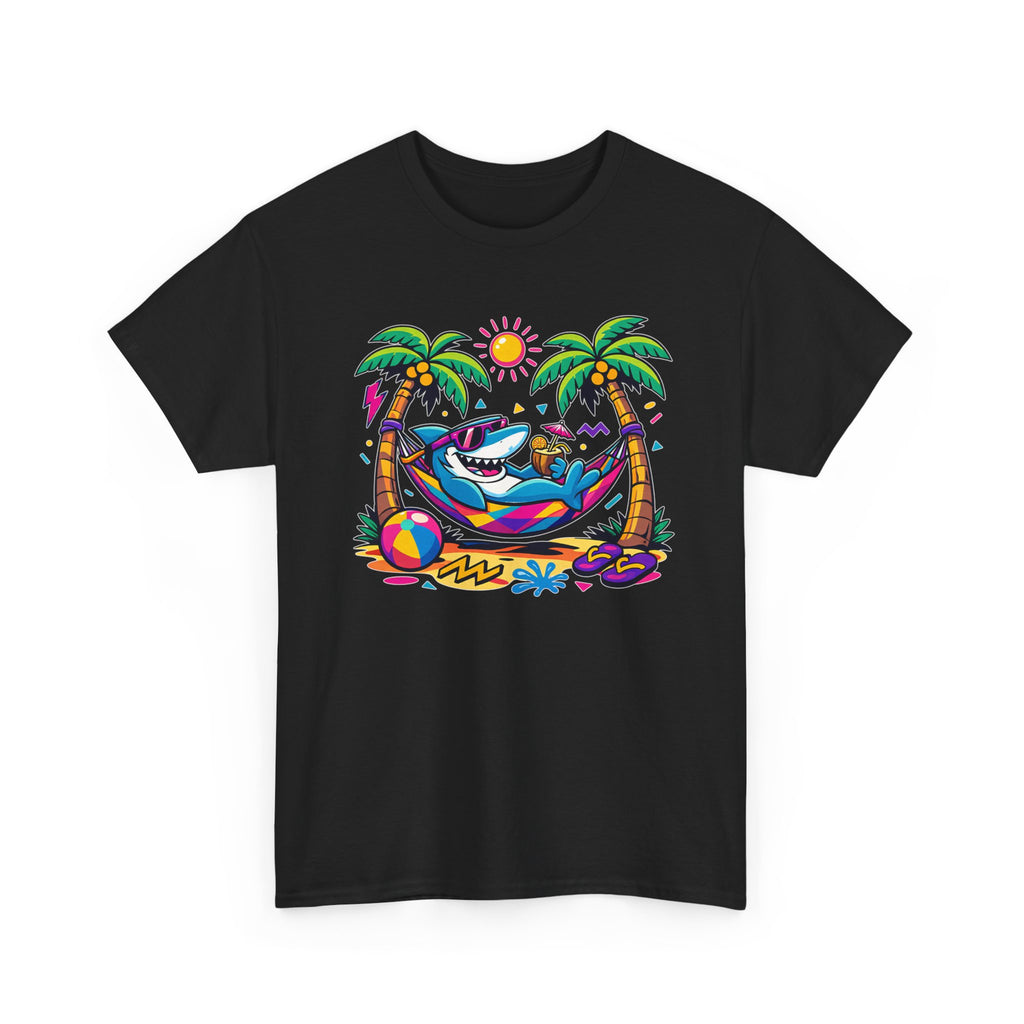 Beach Shark Hammock T‑Shirt — Tropical Summer Vibes Graphic Tee