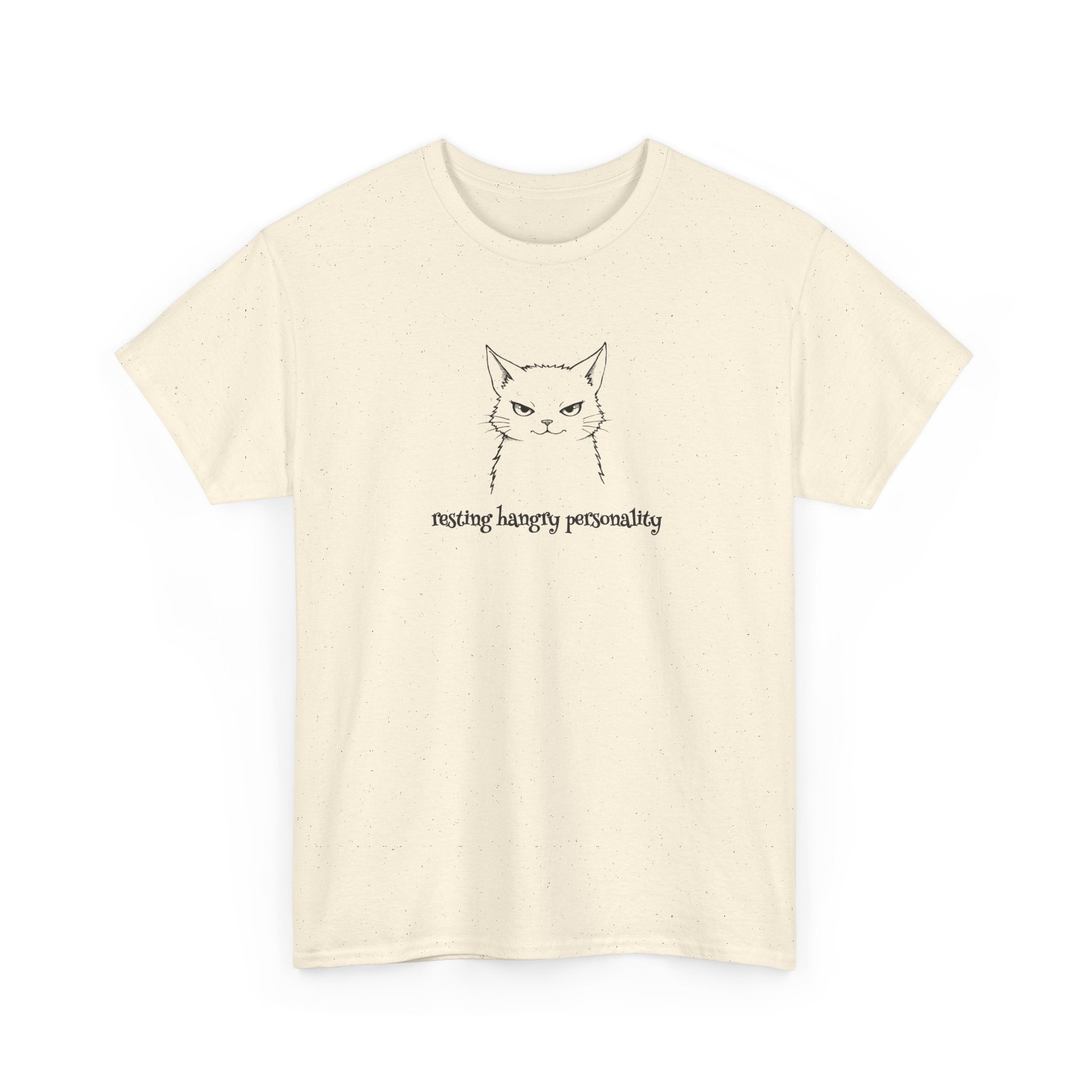 Funny Cat Face T-Shirt — 'Resting Hangry Personality' Minimalist Graphic Tee