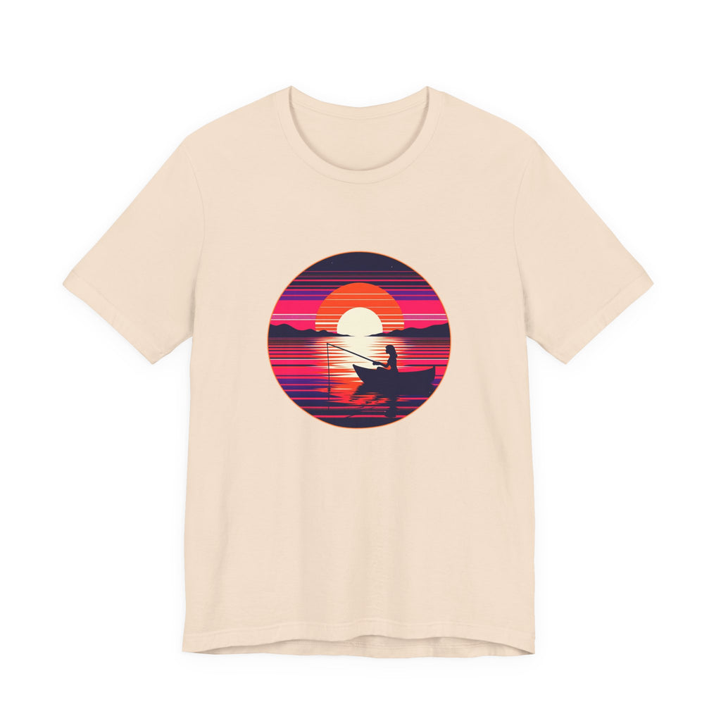 Sunset Fishing T‑Shirt — Retro Ocean Silhouette Tee Woman Fishing
