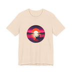 Sunset Fishing T‑Shirt — Retro Ocean Silhouette Tee Woman Fishing
