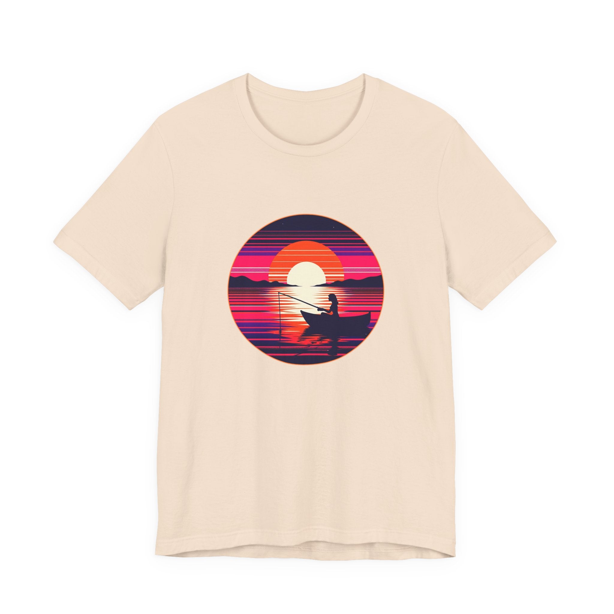 Sunset Fishing T‑Shirt — Retro Ocean Silhouette Tee Woman Fishing
