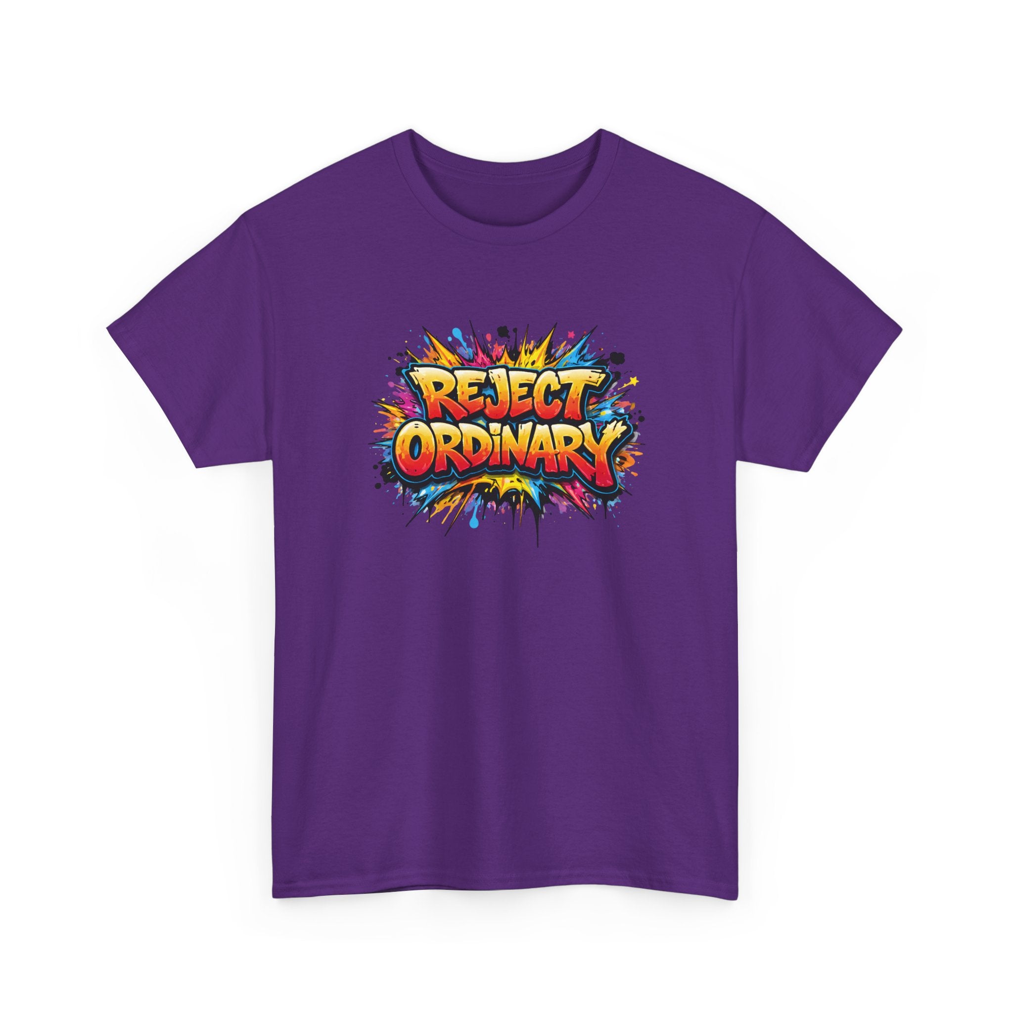 Reject Ordinary T-Shirt — Bold Colorful Graphic Tee for Creative Rebels