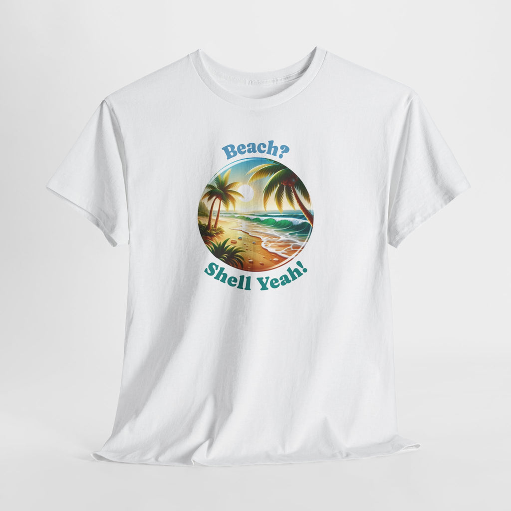 Beach? Shell Yeah! Tropical Sunset Summer Beach T-Shirt