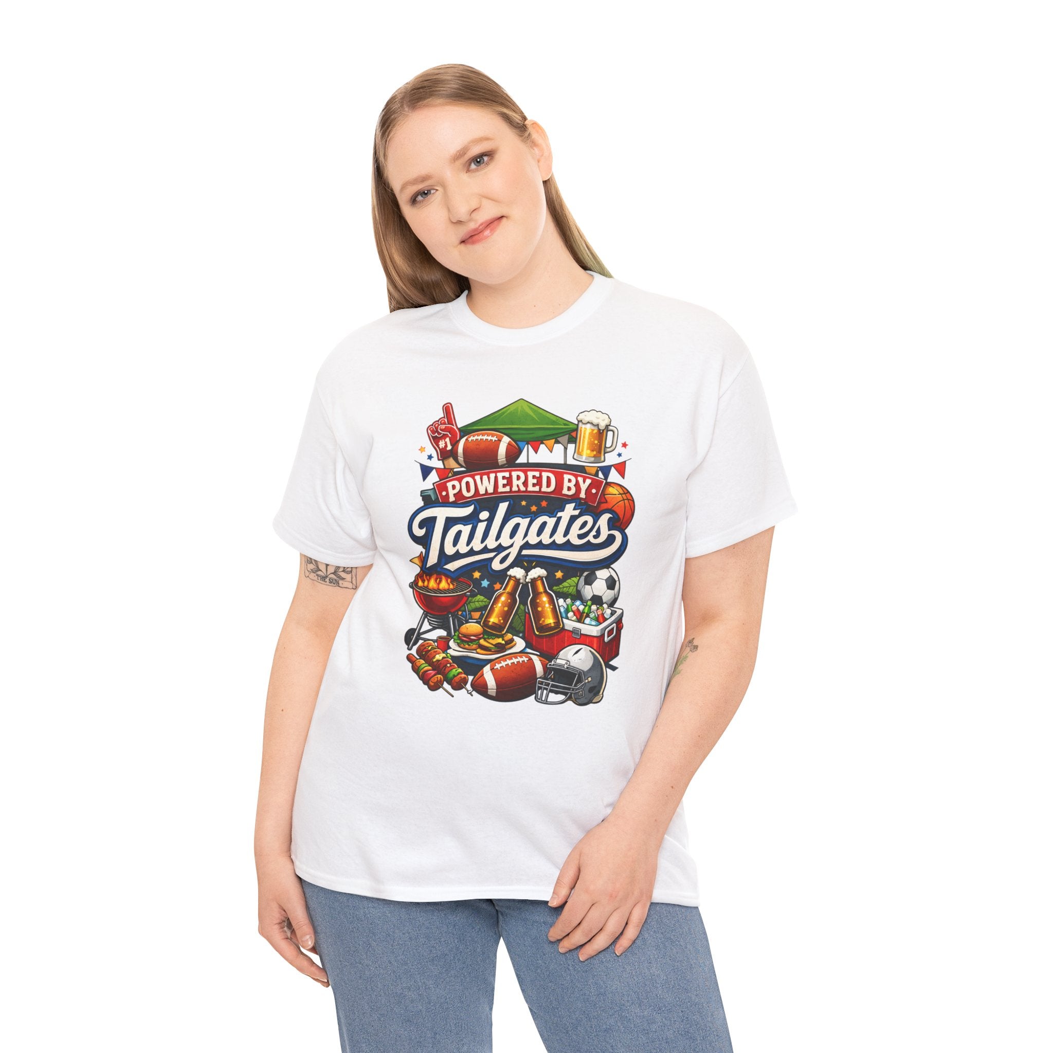 Powered By Tailgates T‑Shirt - Graphic Tee For Sports Fans
