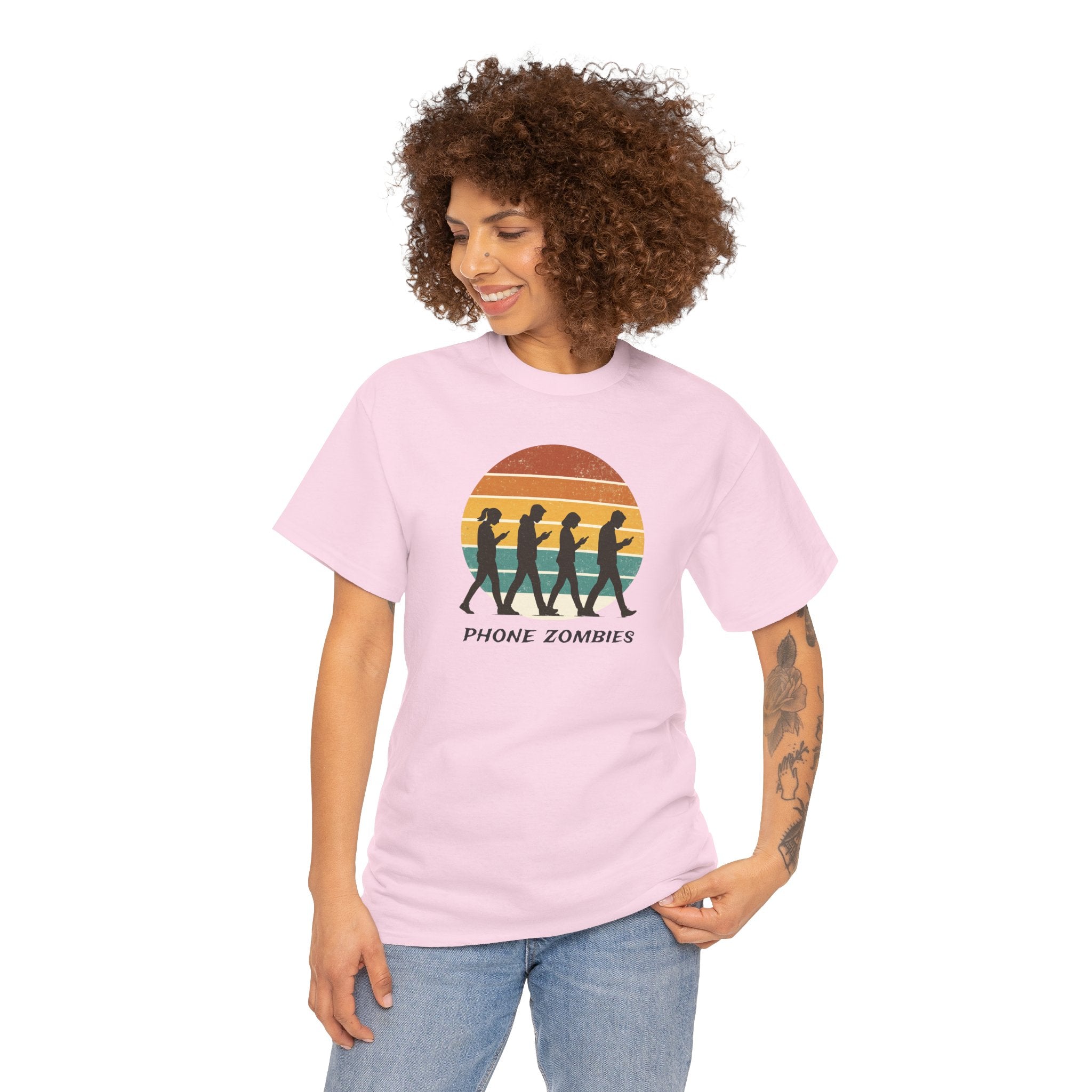 Retro Walking Silhouette T‑Shirt - Smartphone Zombies