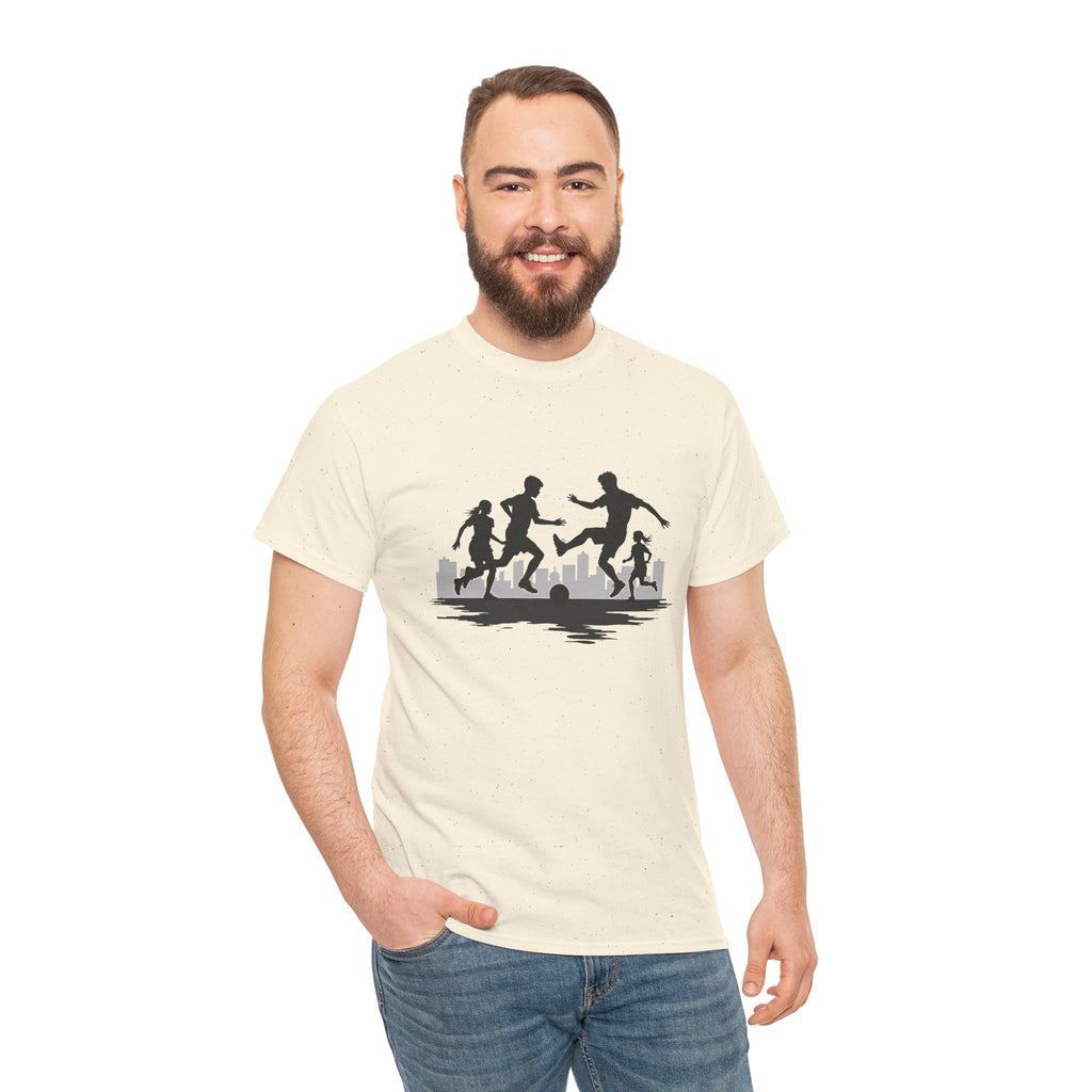 Youth Playing Soccer Silhouette Tee – Fun Outdoor Play Graphic T‑Shirt