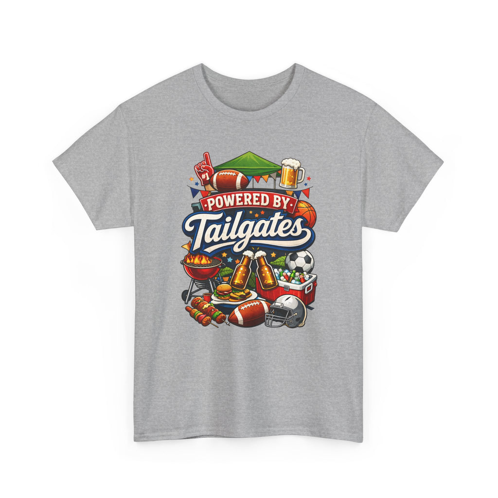 Powered By Tailgates T‑Shirt - Graphic Tee For Sports Fans